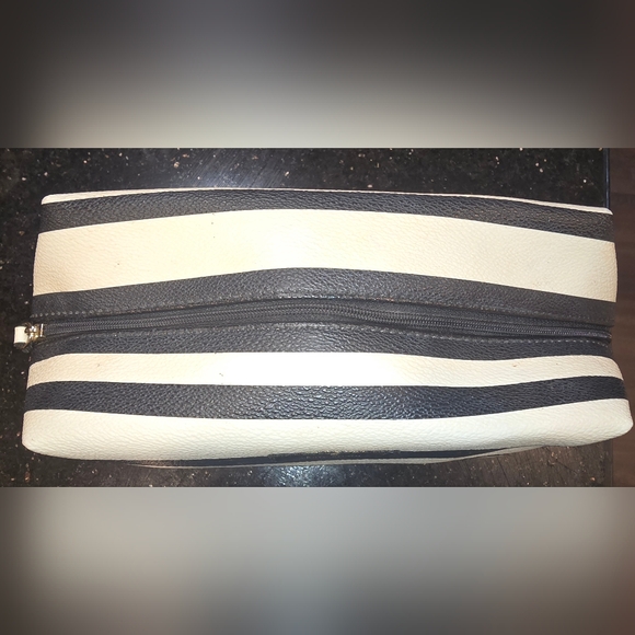 Kate Spade Black and White Striped Cosmetic Bag - Picture 4 of 6